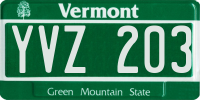 VT license plate YVZ203