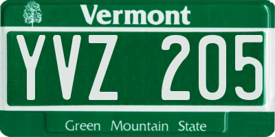 VT license plate YVZ205