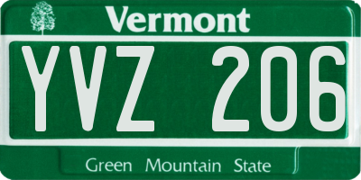 VT license plate YVZ206