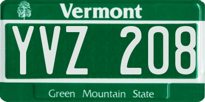 VT license plate YVZ208