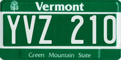 VT license plate YVZ210