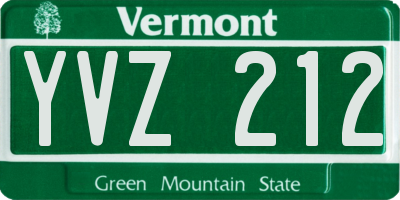 VT license plate YVZ212