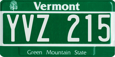 VT license plate YVZ215