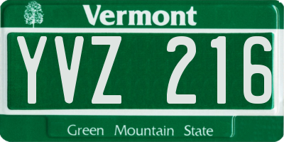 VT license plate YVZ216