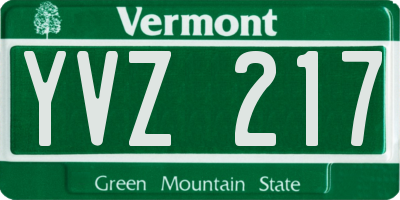 VT license plate YVZ217