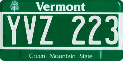 VT license plate YVZ223