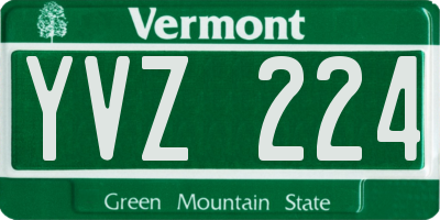 VT license plate YVZ224
