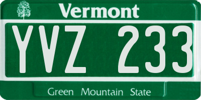 VT license plate YVZ233