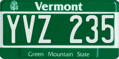 VT license plate YVZ235