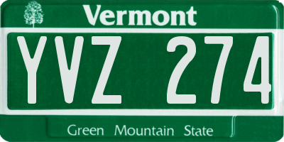 VT license plate YVZ274