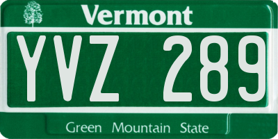 VT license plate YVZ289