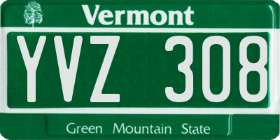 VT license plate YVZ308