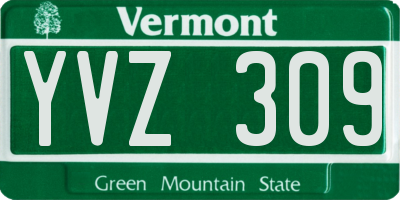 VT license plate YVZ309