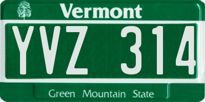 VT license plate YVZ314