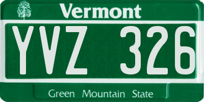 VT license plate YVZ326