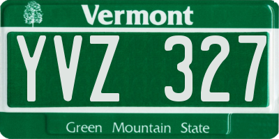 VT license plate YVZ327