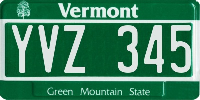 VT license plate YVZ345