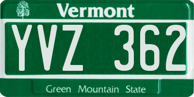 VT license plate YVZ362