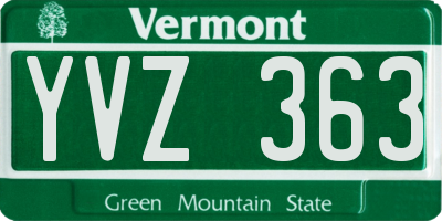 VT license plate YVZ363