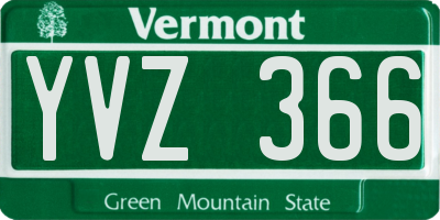 VT license plate YVZ366