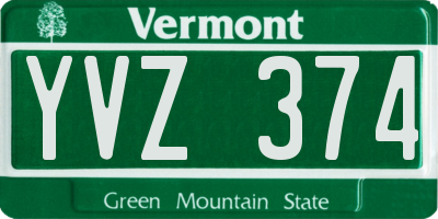 VT license plate YVZ374