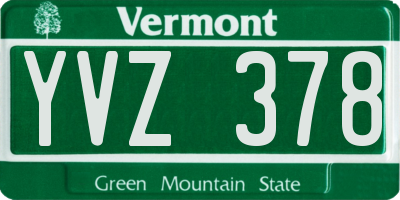VT license plate YVZ378