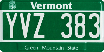 VT license plate YVZ383