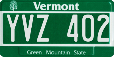 VT license plate YVZ402