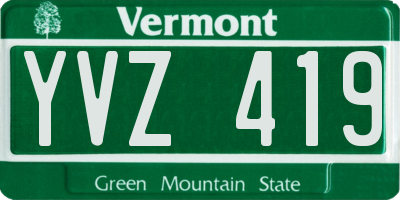 VT license plate YVZ419