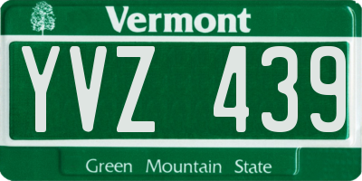 VT license plate YVZ439