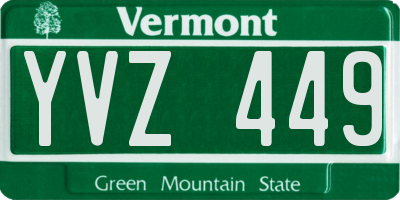 VT license plate YVZ449