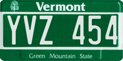 VT license plate YVZ454