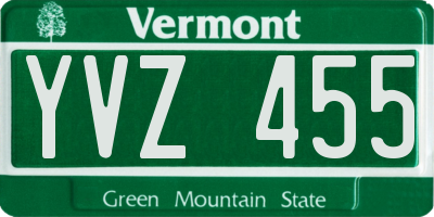 VT license plate YVZ455
