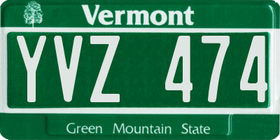 VT license plate YVZ474