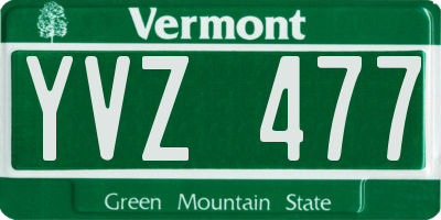 VT license plate YVZ477