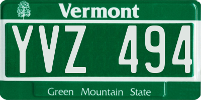 VT license plate YVZ494