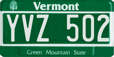 VT license plate YVZ502