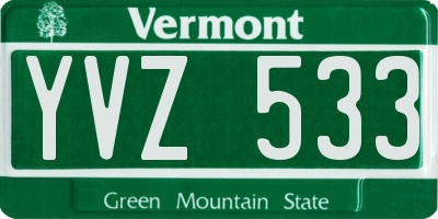 VT license plate YVZ533