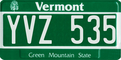 VT license plate YVZ535