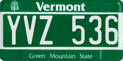 VT license plate YVZ536