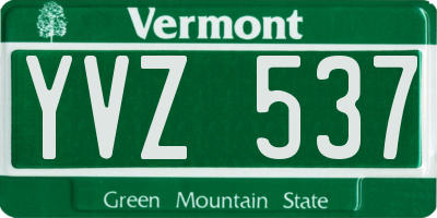 VT license plate YVZ537