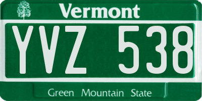 VT license plate YVZ538