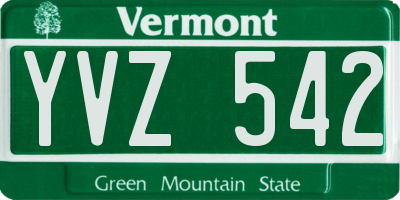 VT license plate YVZ542