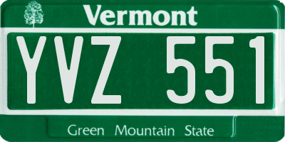 VT license plate YVZ551