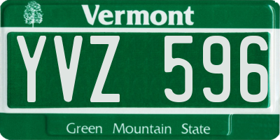 VT license plate YVZ596