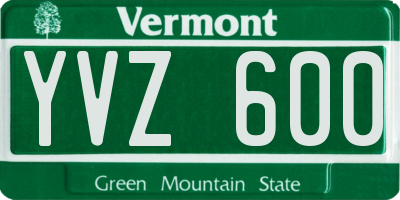 VT license plate YVZ600