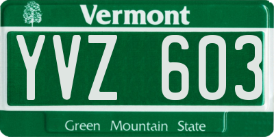 VT license plate YVZ603