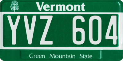 VT license plate YVZ604