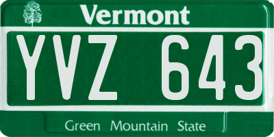 VT license plate YVZ643