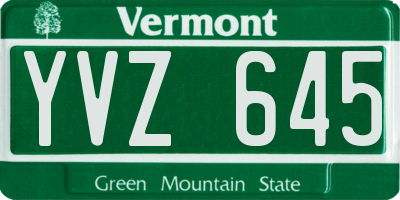VT license plate YVZ645